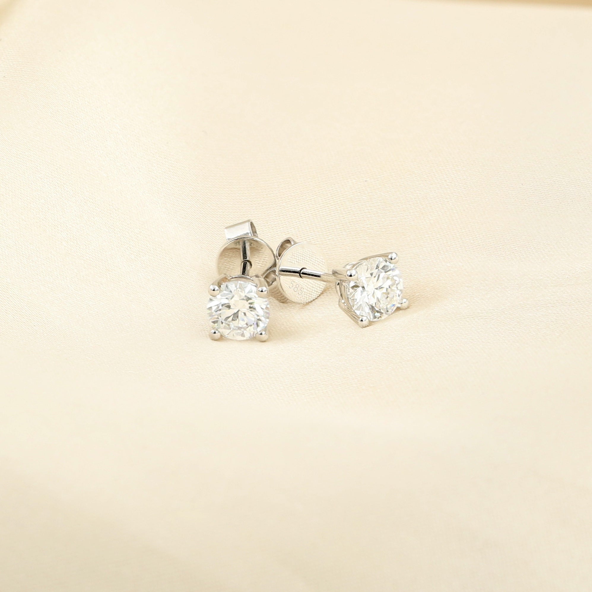 14K Solid Gold Lab Diamond Studs Earrings