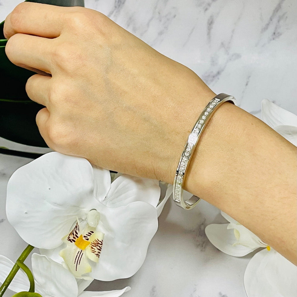 925 Sterling Silver Moissanite Unisex Bangle