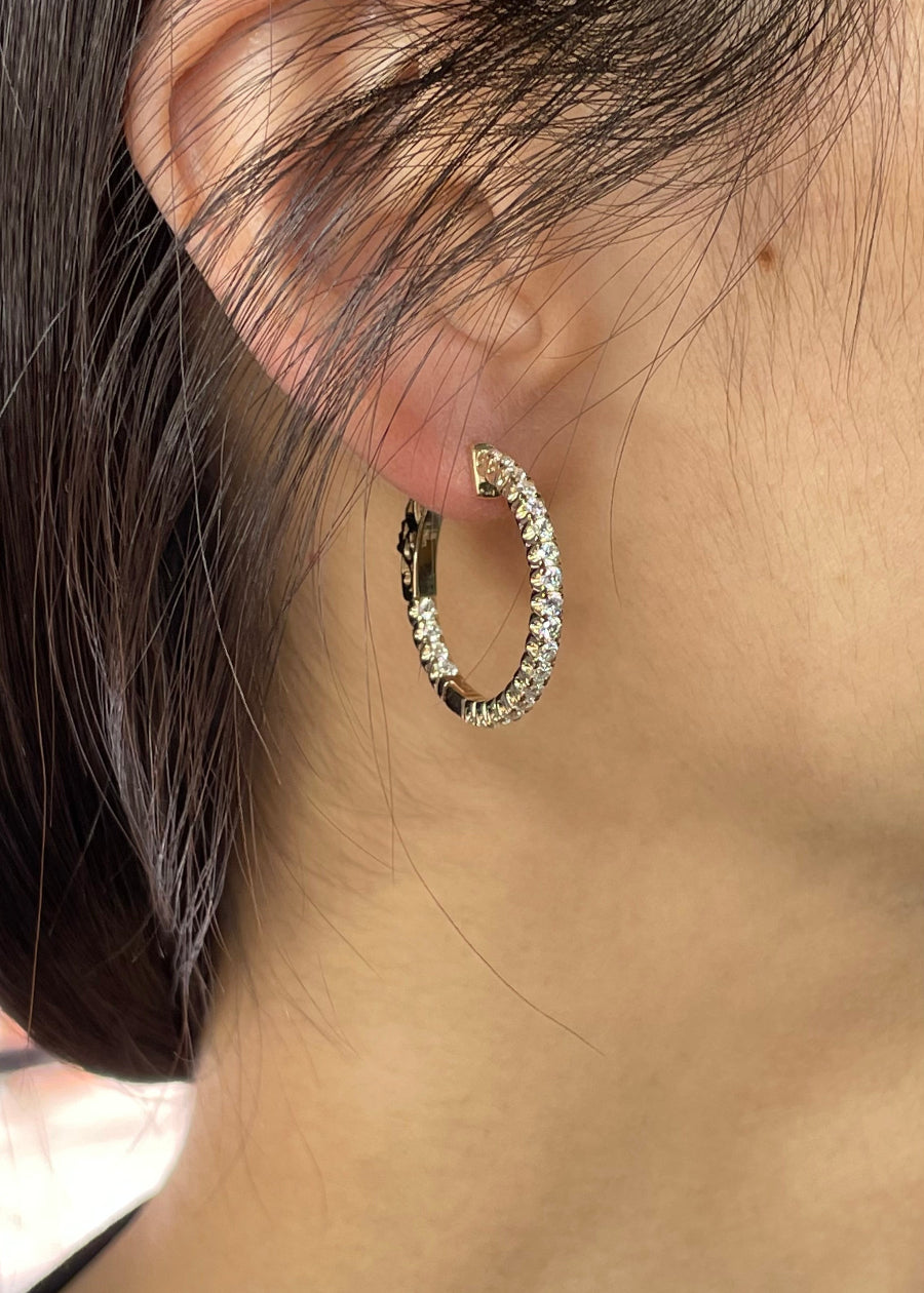 925 Silver Round Shape 1.6mm Moissanite Hoop Earrings