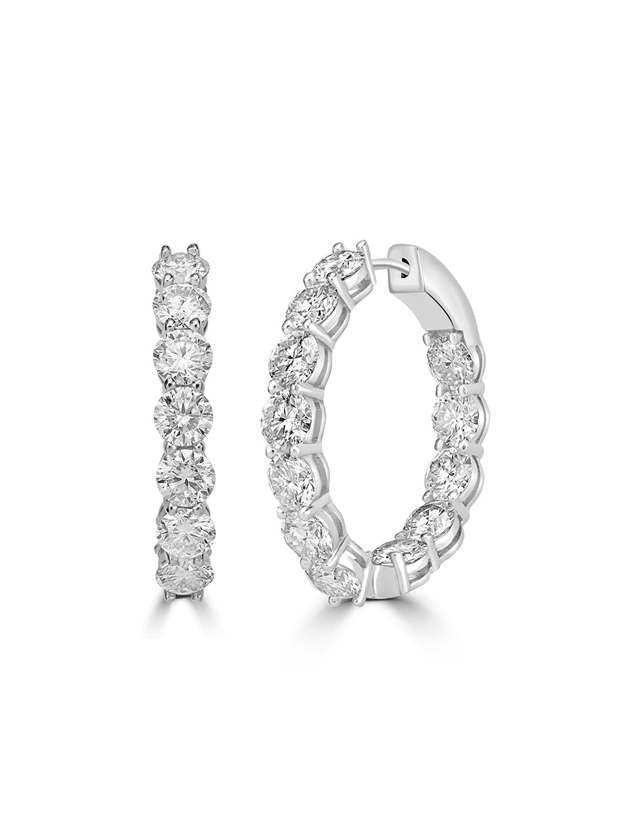 925 Silver 5mm Moissanite Stones Hoop Earrings