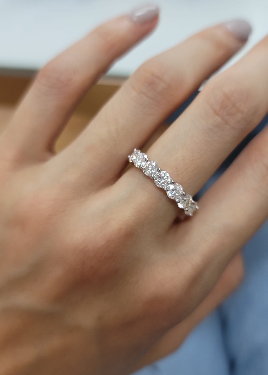 925 Silver 5.0ctw. Round Cut Moissanite Eternity Band Ring
