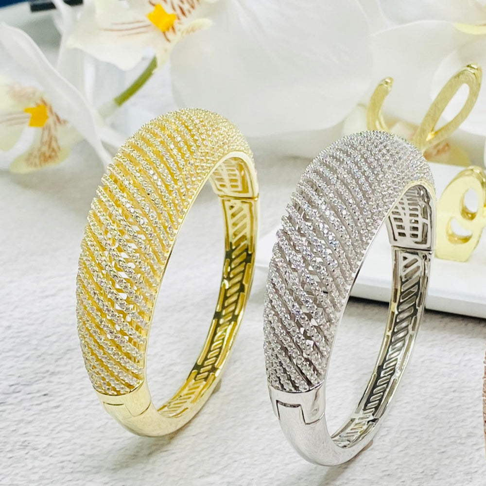 925 Silver CZ Pave Wide Bangle