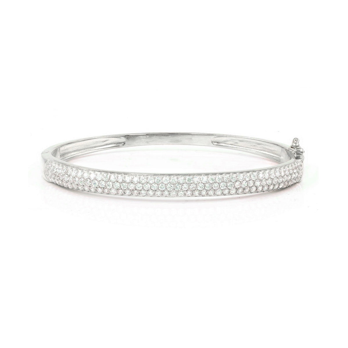 925 Sterling Silver Three Row CZ Bangle