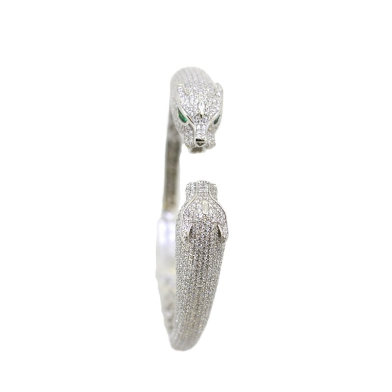 925 Sterling Silver Leopard Wrap Bangle