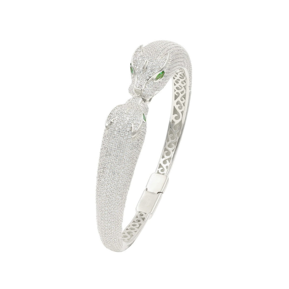 925 Sterling Silver Leopard Wrap Bangle