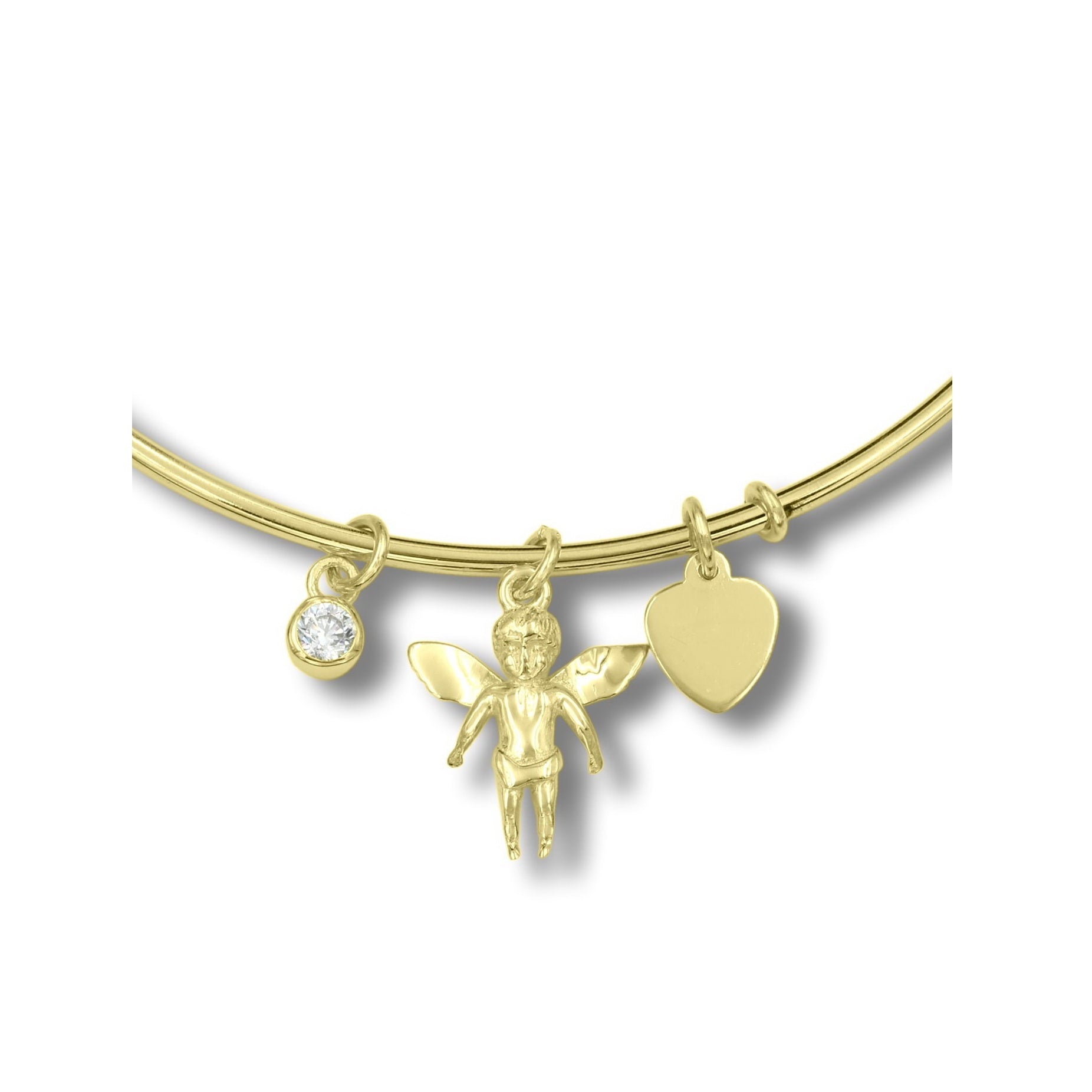 925 Sterling Silver Angel Charms Bangle