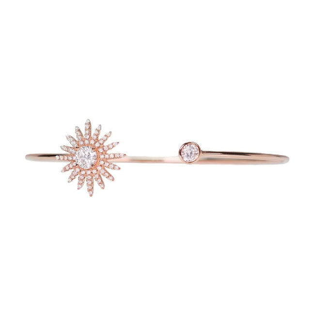 925 Sterling Silver Star Snowflake Cuff Bangle