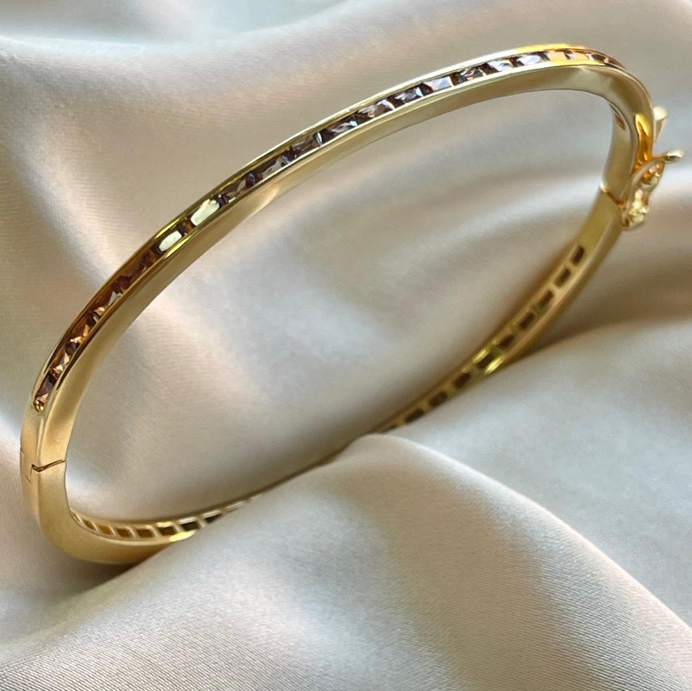 925 Sterling Silver Champagne CZ Bangle