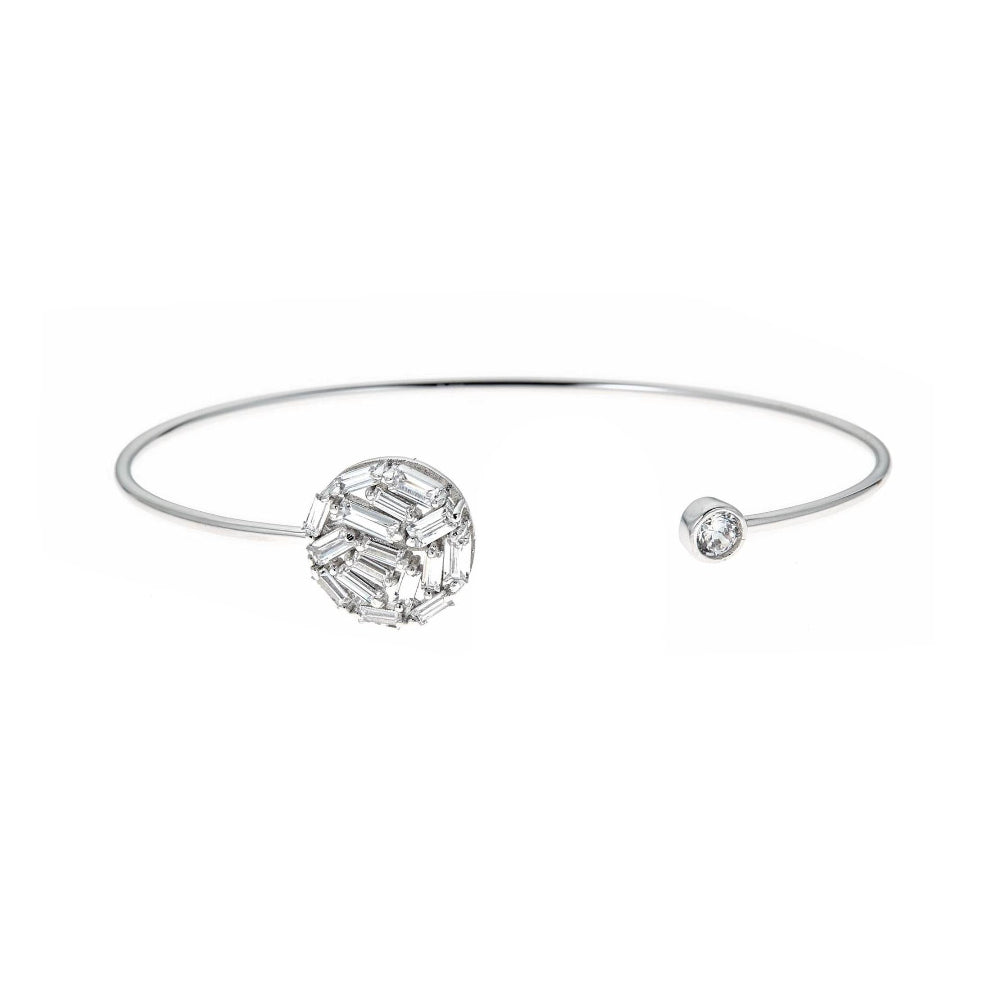 925 Silver Round CZ Baguette CZ Bangle