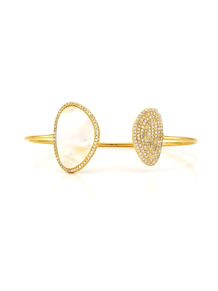 925 Silver Mother of Pearl Open Bangle
