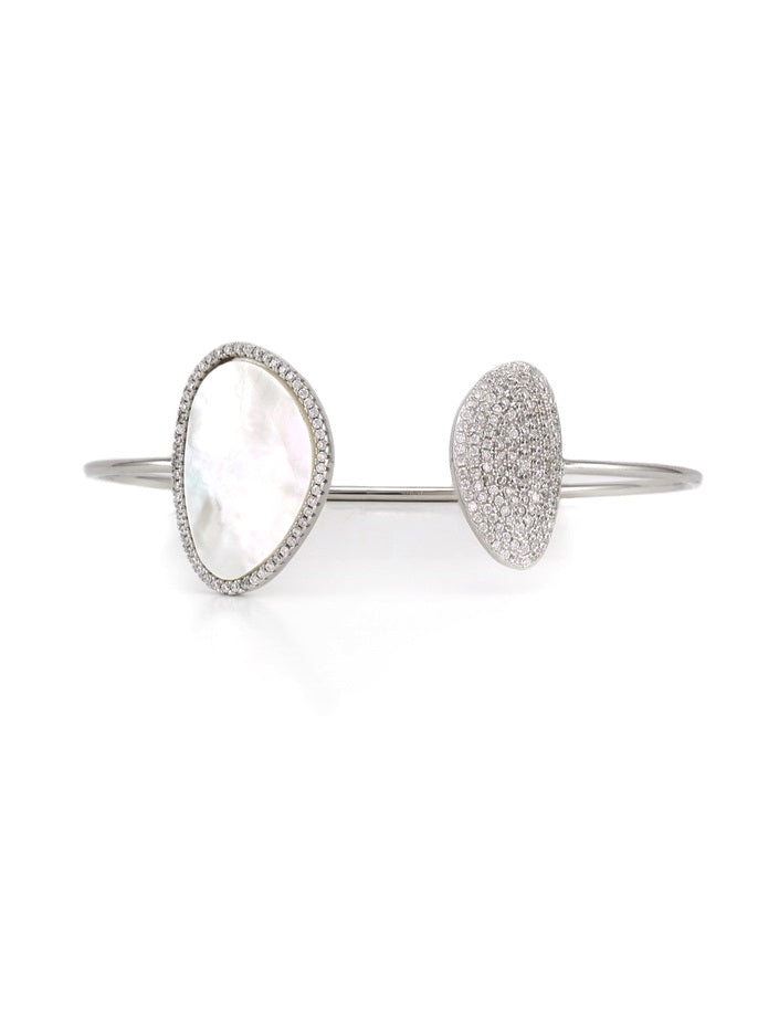 925 Silver Mother of Pearl Open Bangle