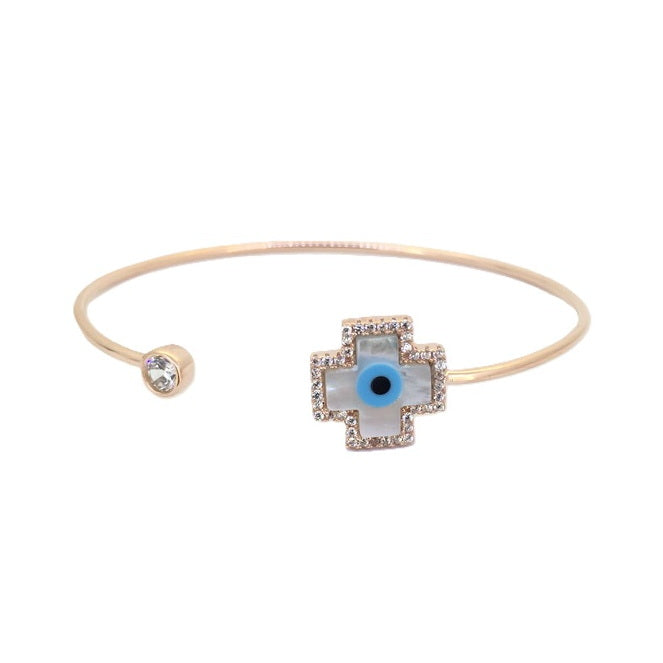 925 Sterling Silver MOP Cross Wrap Bangle
