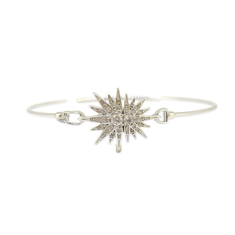 925 Sterling Silver Sparkle Northstar Bangle
