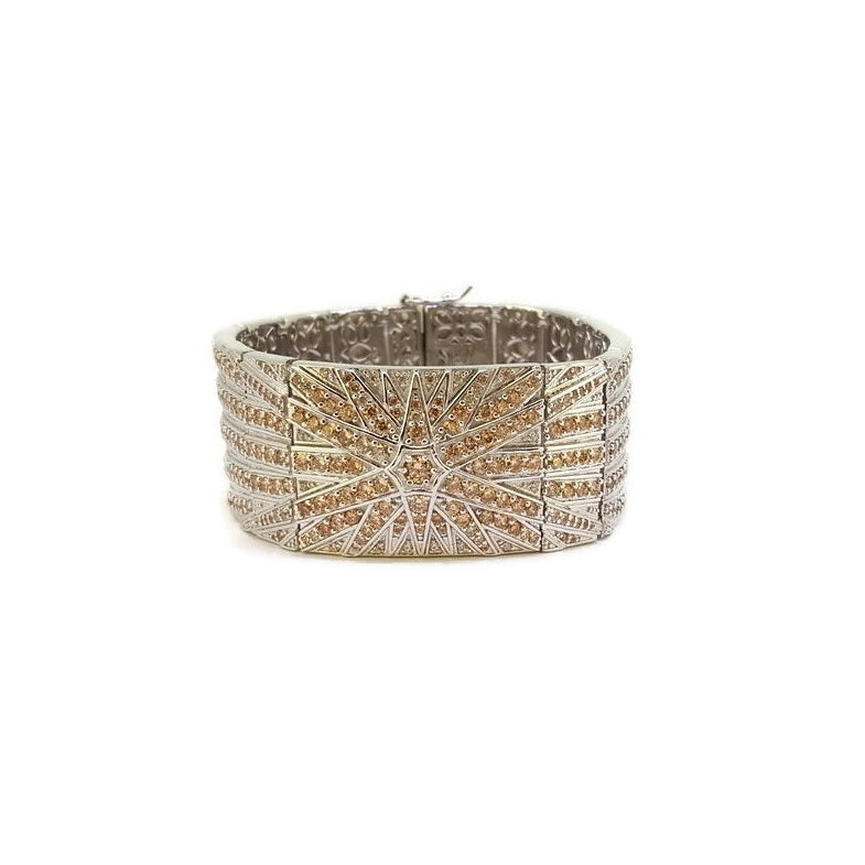 925 Sterling Silver Champagne CZ Bangle