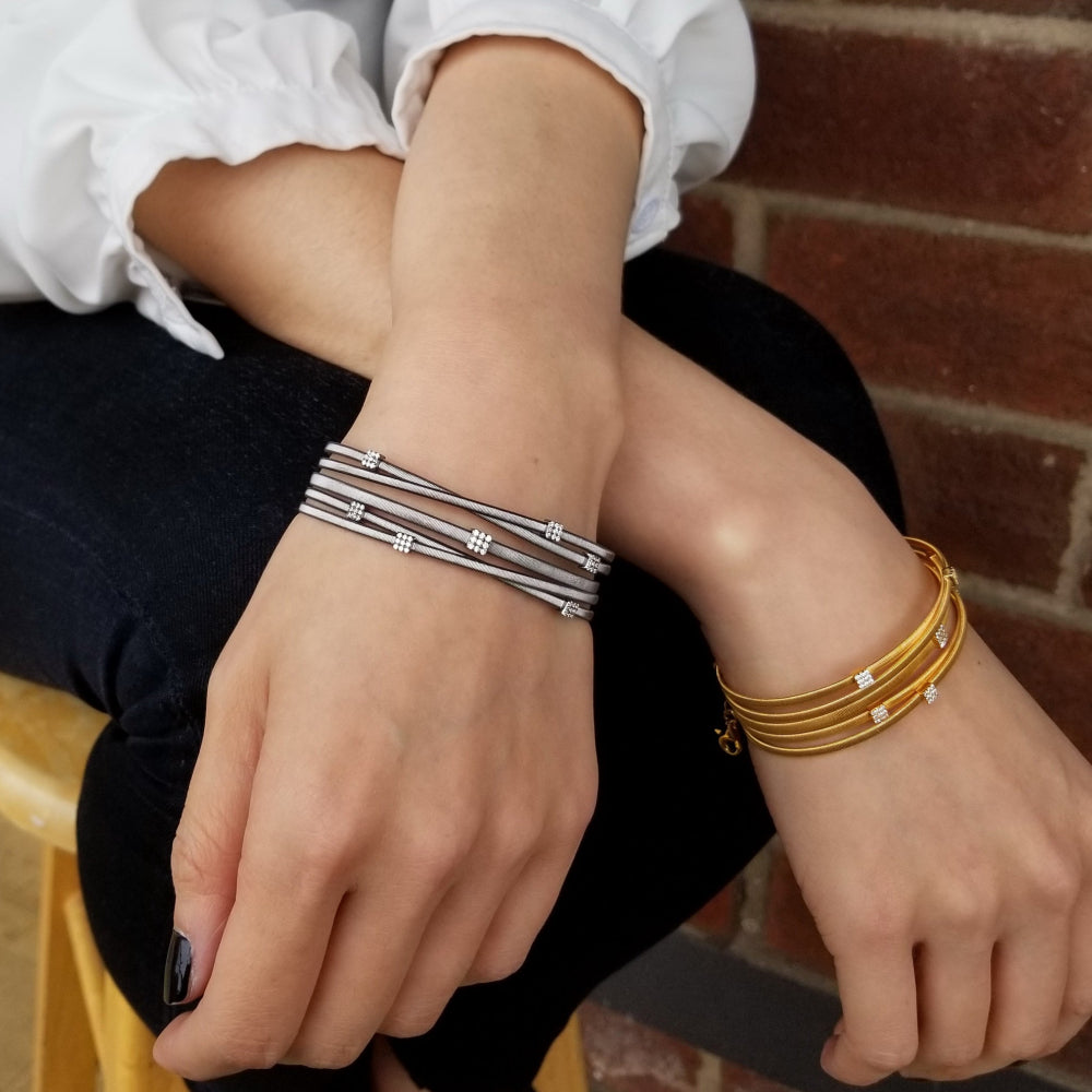 925 Slver Multi Row Stretchable Bracelet