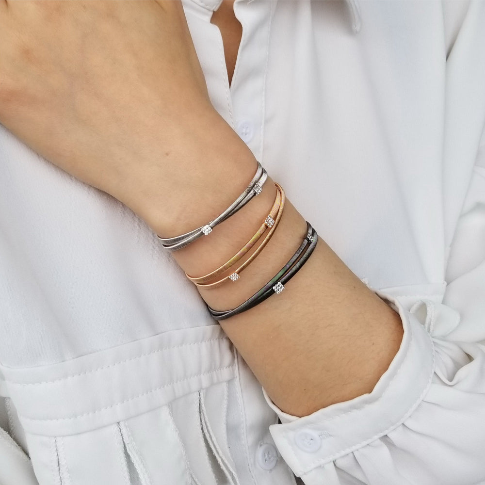 925 Silver Double Row Stretchable Bracelet