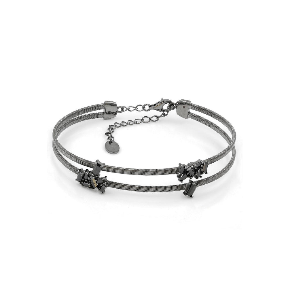 925 Silver Two Rows Cable Stretchable Bracelet