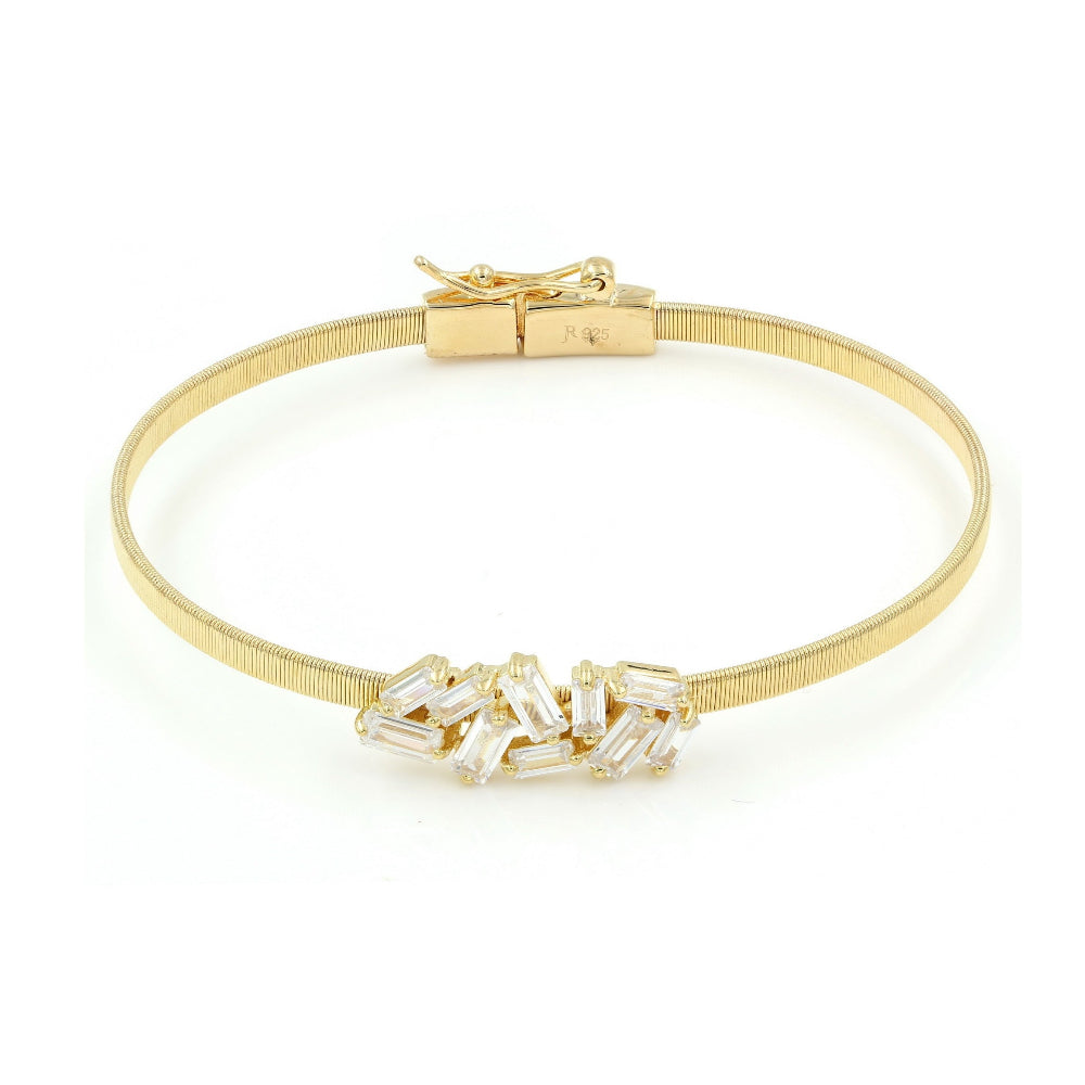 925 Sterling Silver Baguette CZ Bracelet