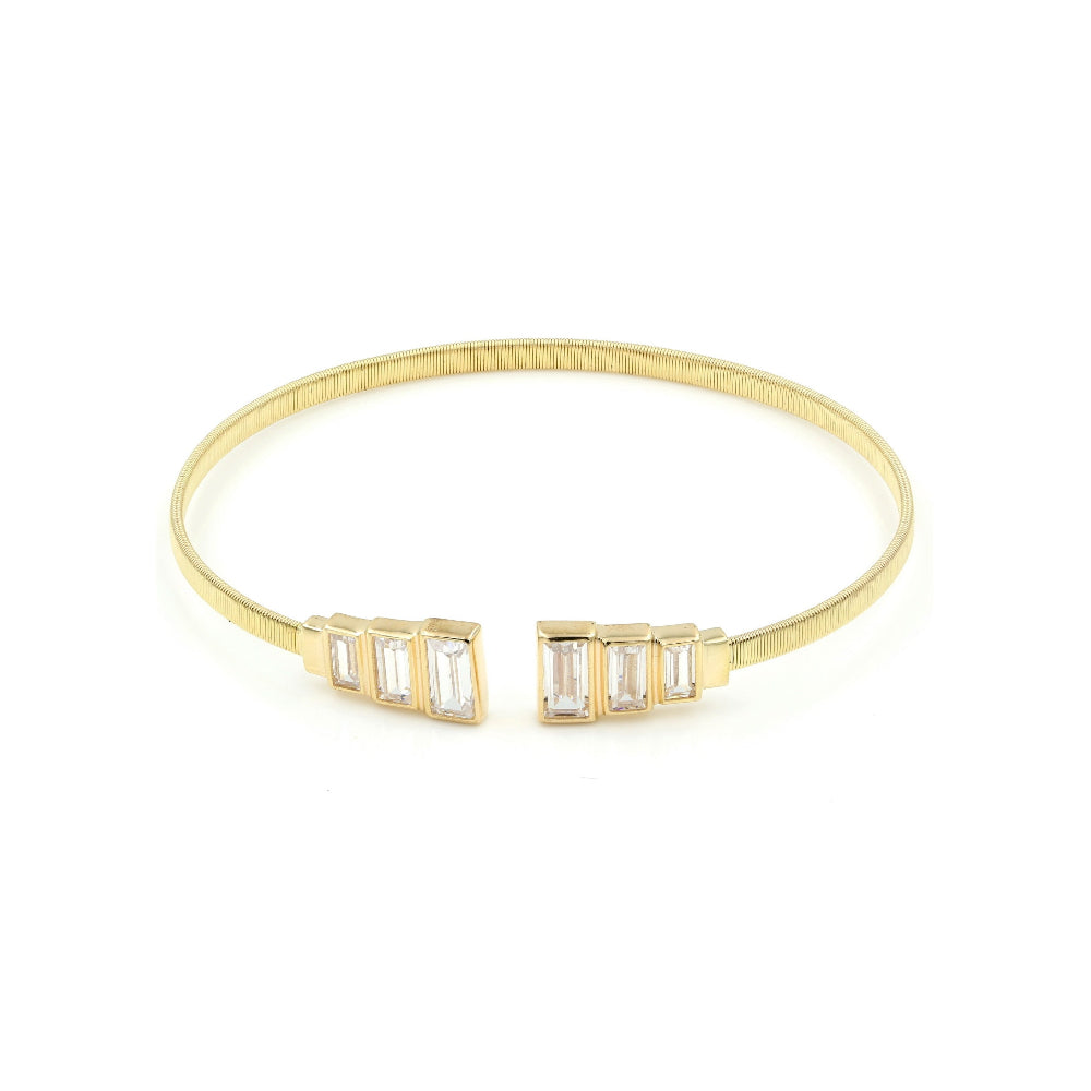 925 Sterling Silver Baguette CZ Bangle