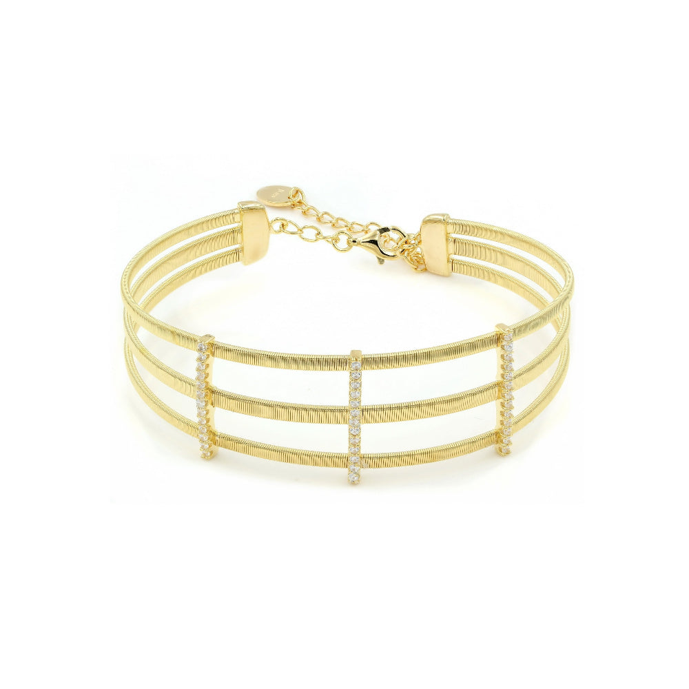 925 Silver Multi Row Cable Stretchable Bracelet