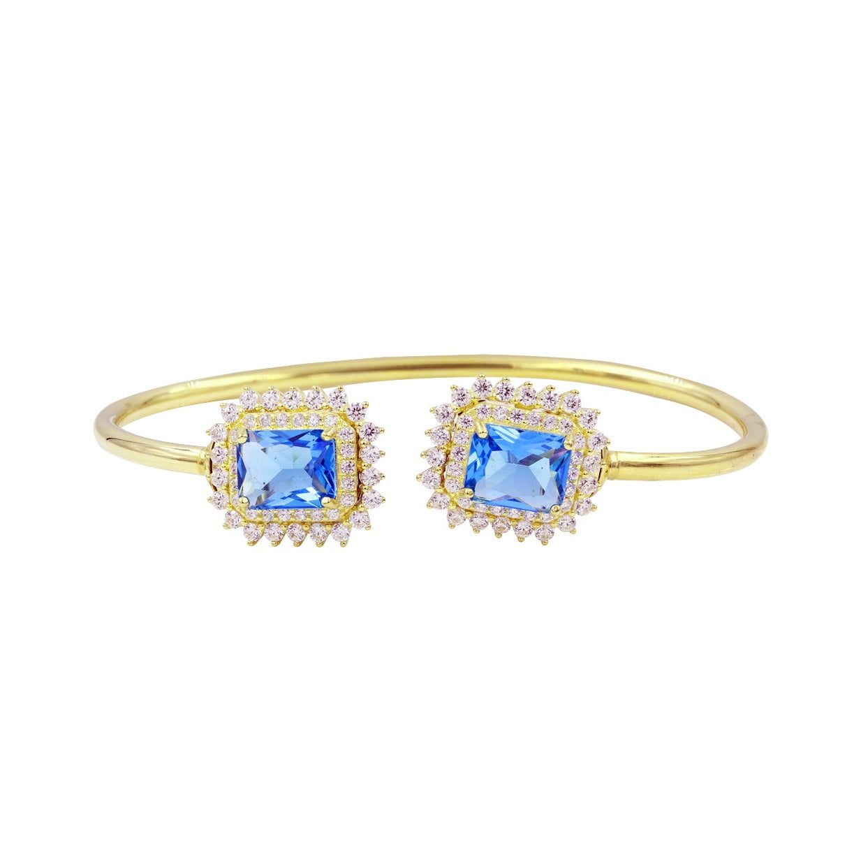 925 Sterling Silver Blue CZ Wrap Bangle