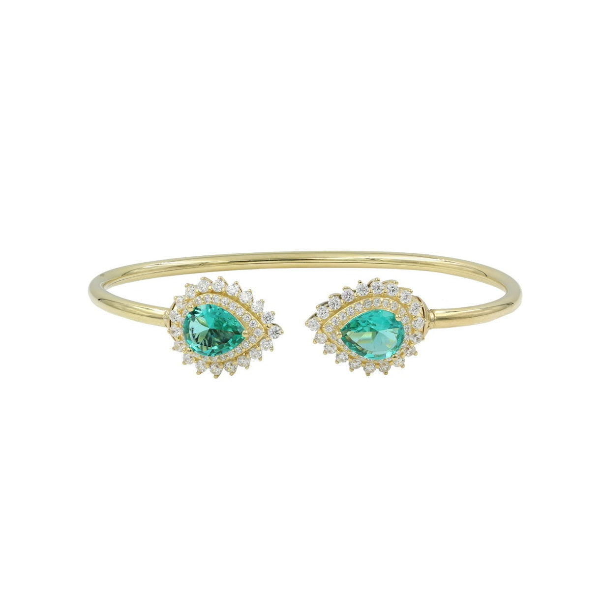 925 Sterling Silver Green CZ Wrap Bangle