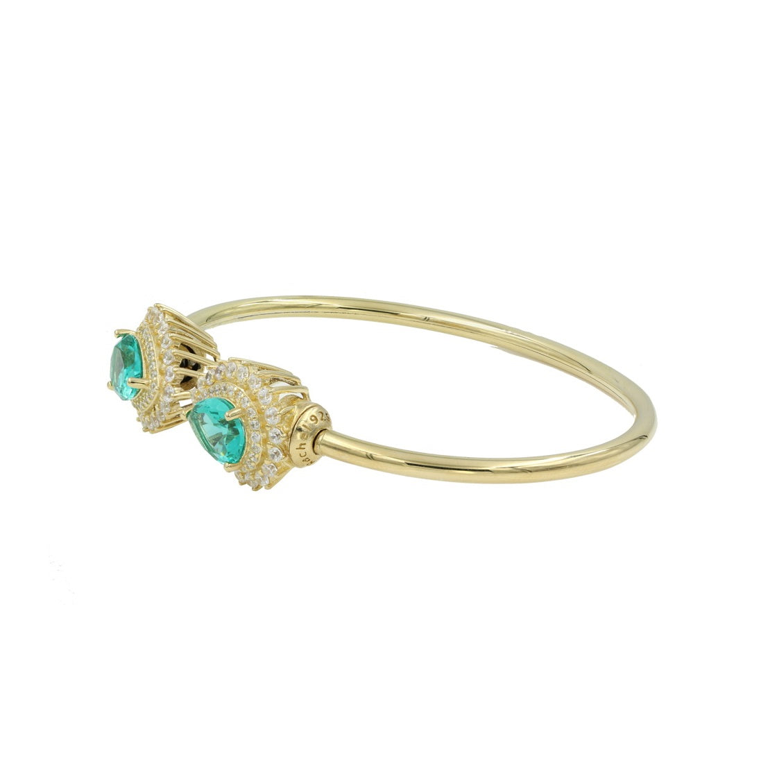 925 Sterling Silver Green CZ Wrap Bangle