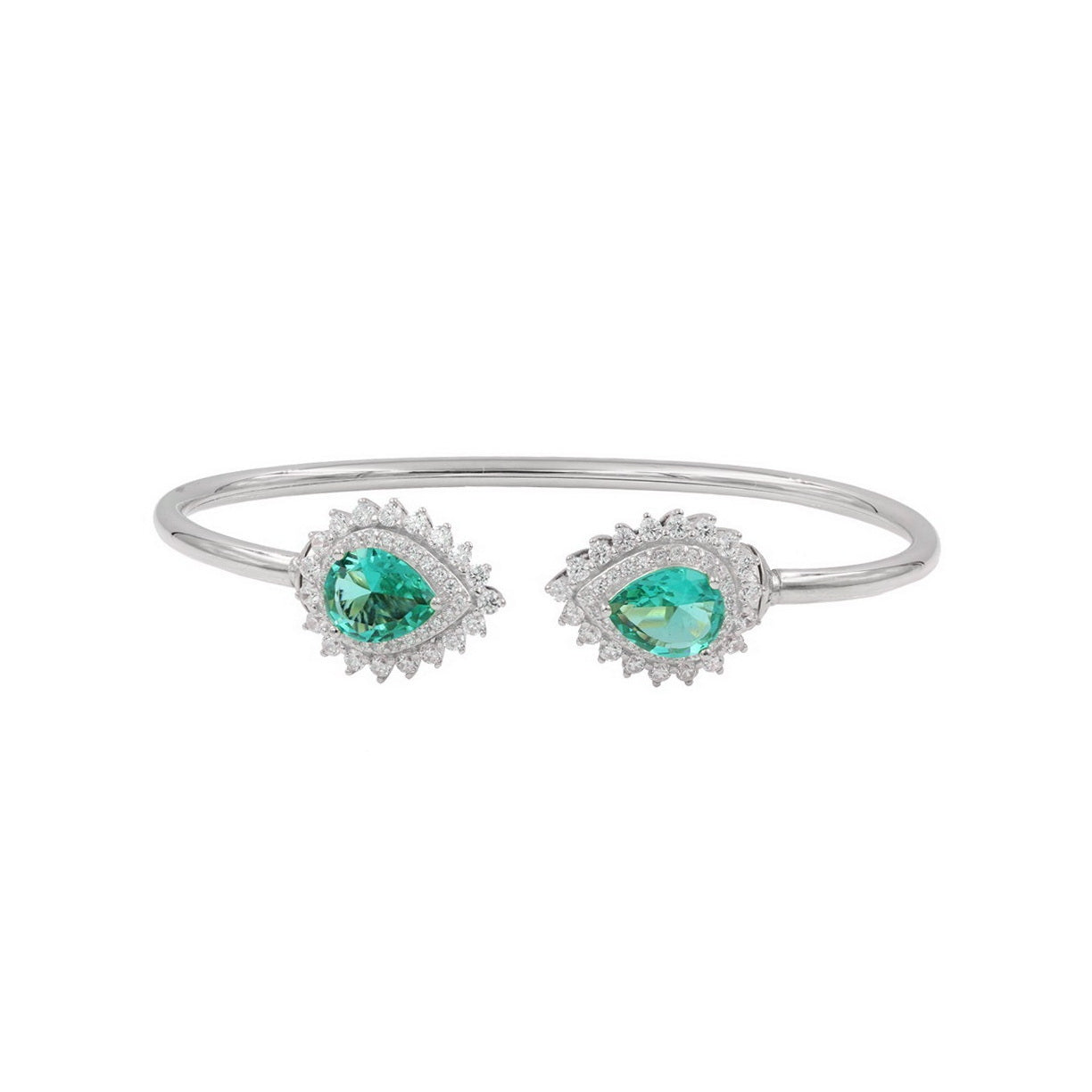 925 Sterling Silver Green CZ Wrap Bangle