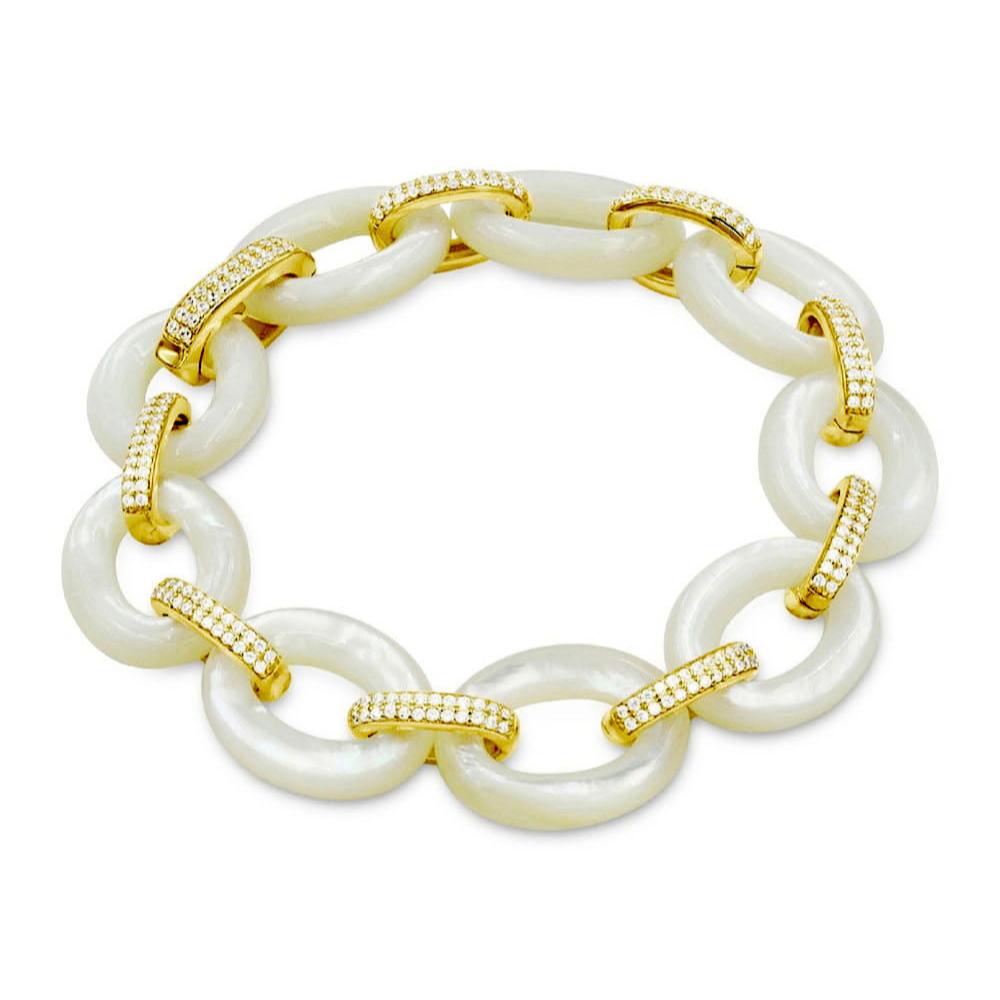 925 Sterling Silver MOP Chunky Link Bracelets