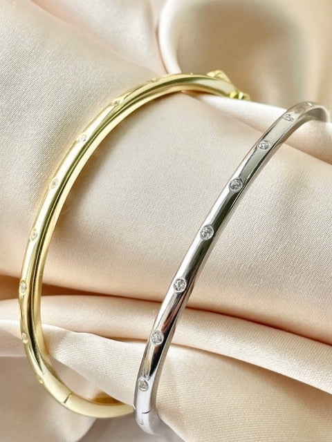 925 Sterling Silver Flush Set CZ Bangle