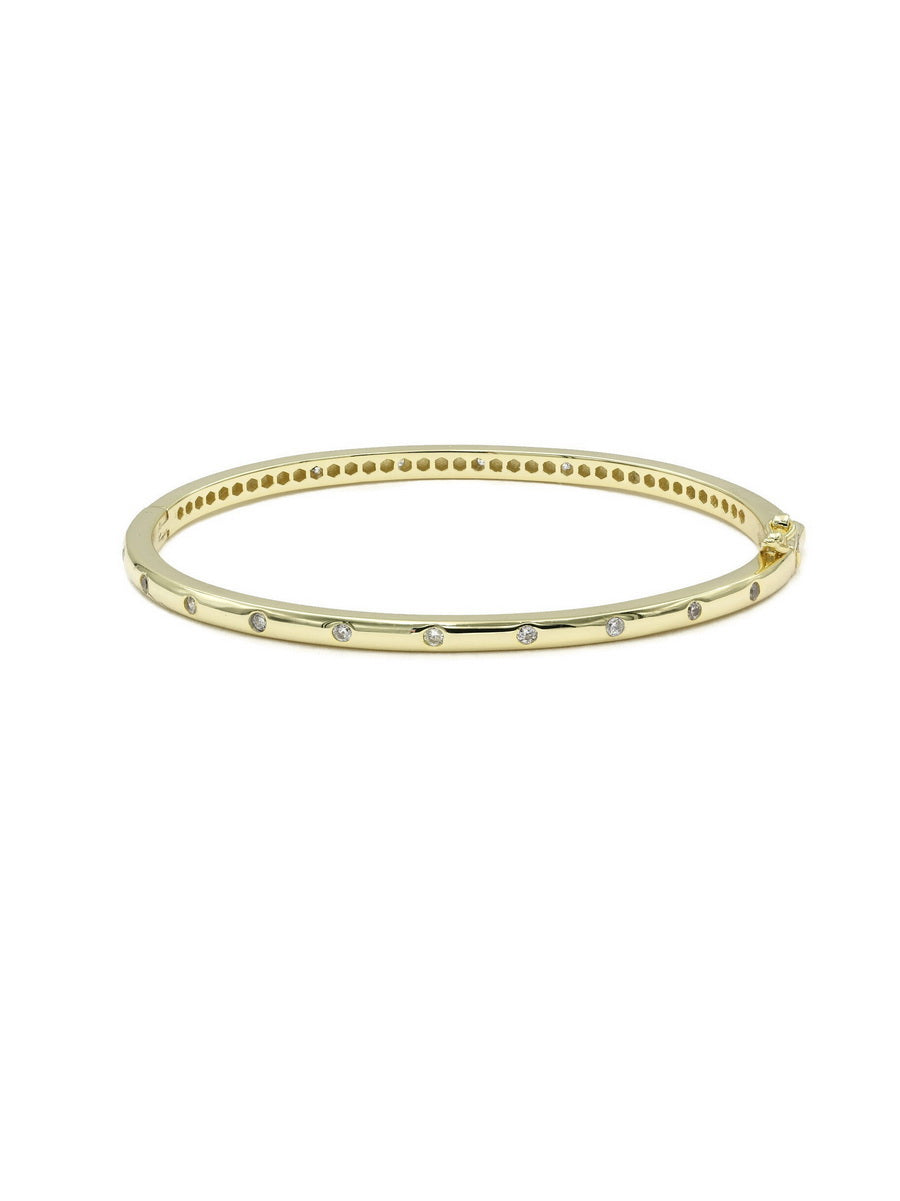925 Sterling Silver Flush Set CZ Bangle