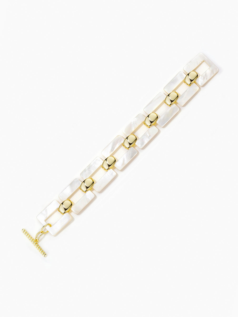 925 Sterling Silver MOP Square Link Bracelets
