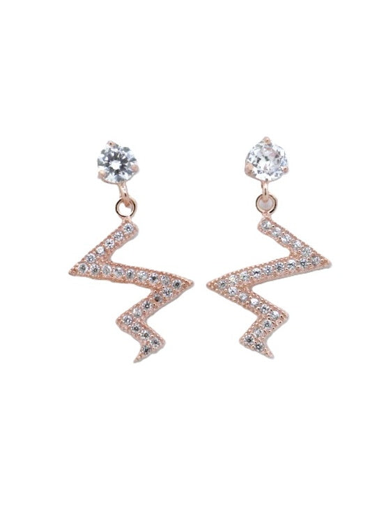 925 Sterling Silver Lightning Dangle Earrings