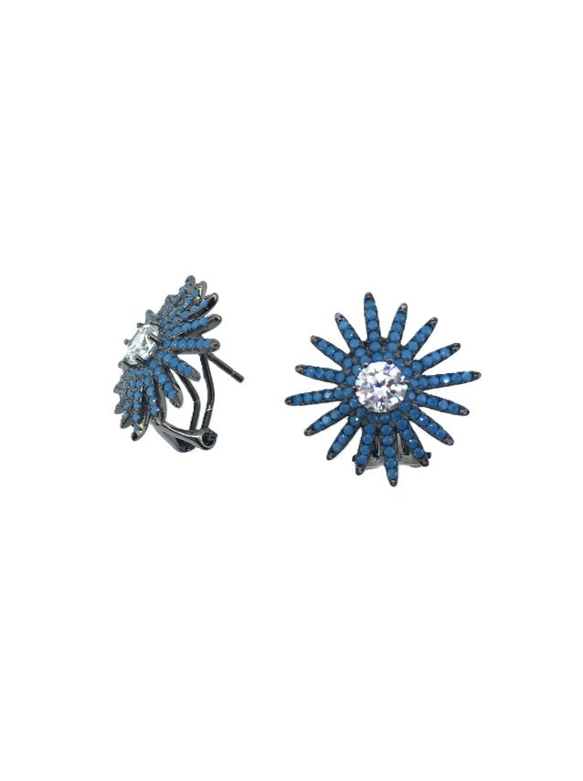 925 Sterling Silver CZ Flower Earrings
