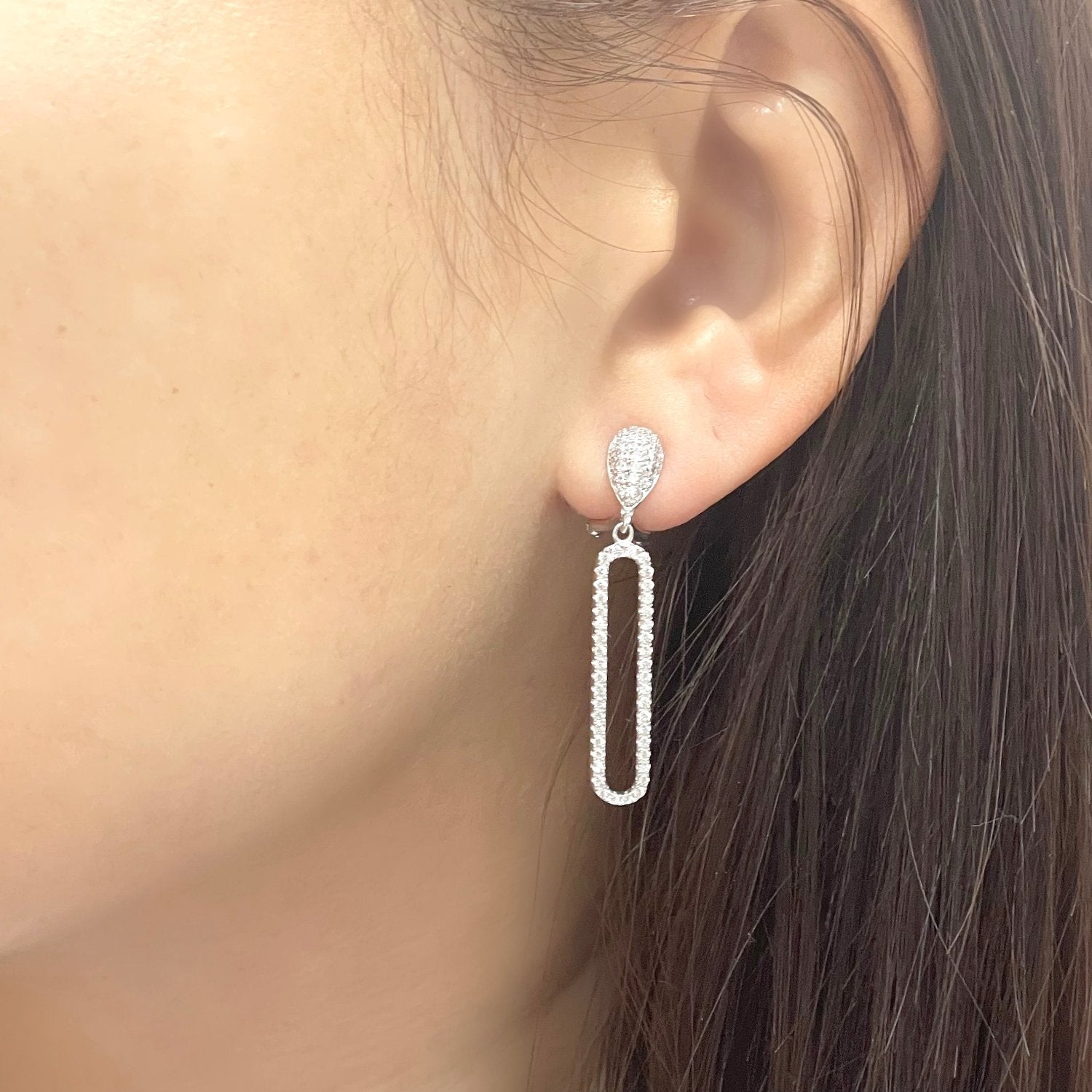 925 Silver Micro-pave CZ Dangle Earrings
