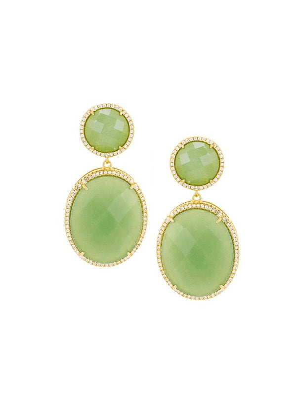 925 Silver Natural Stone & CZ Dangle Earrings