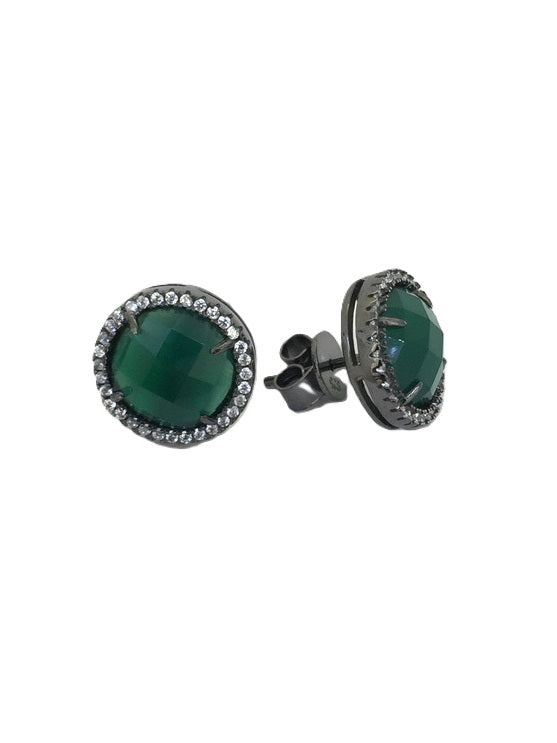 925 Silver Round Stone Studs Earrings