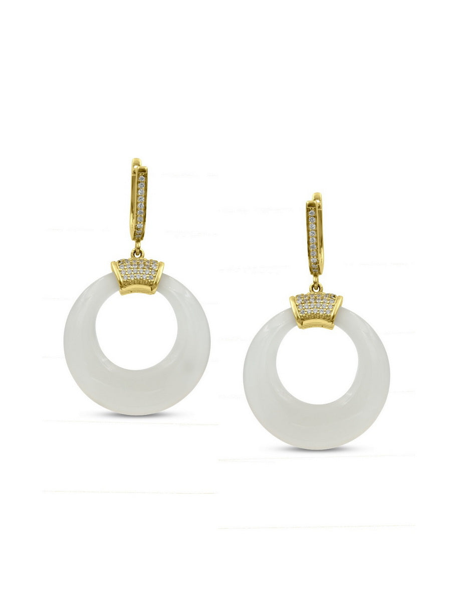 925 Silver MOP Circle Dangle Earrings