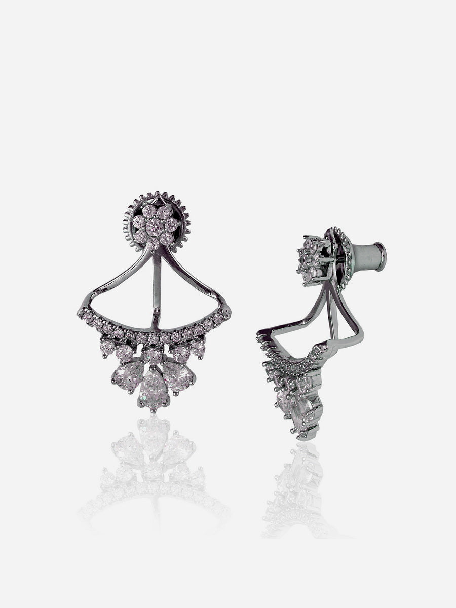 925 Sterling Silver CZ Ear Jacket Earrings