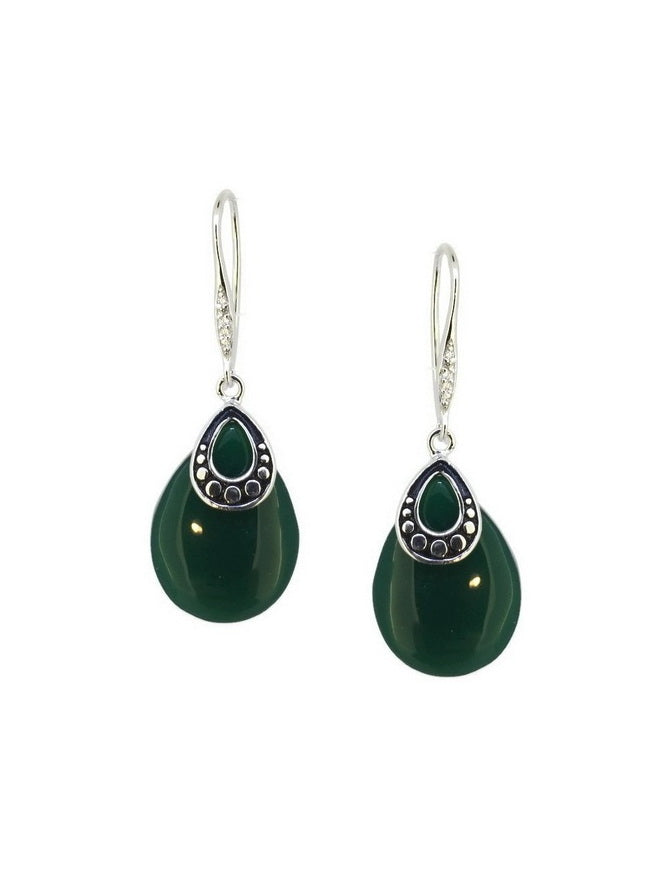 925 Silver Elegant Natural Stone CZ Earrings