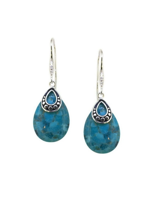 925 Silver Elegant Natural Stone CZ Earrings