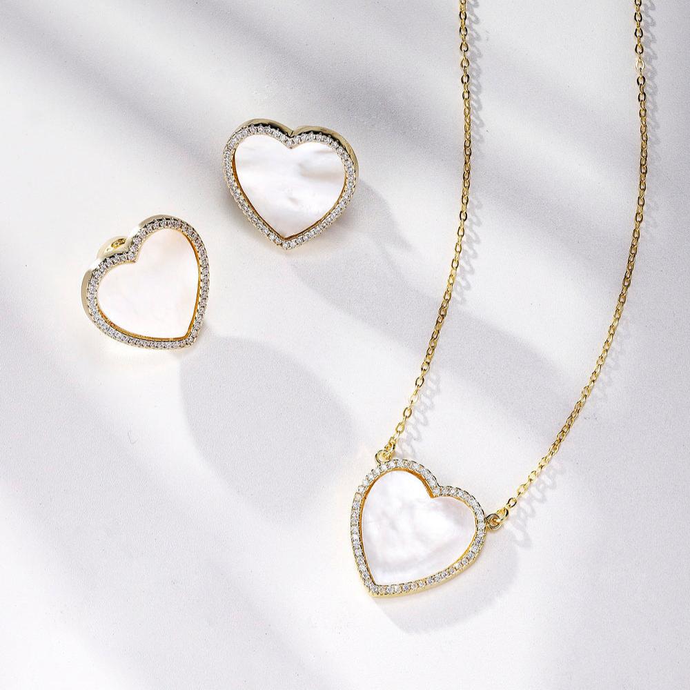 925 Sterling Silver MOP Heart Necklaces