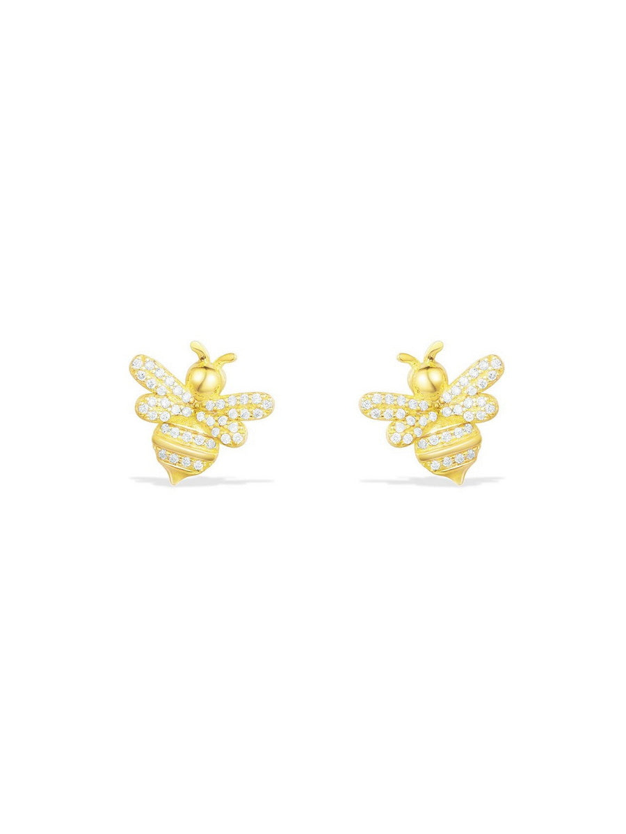 925 Sterling Silver Cute Bee Studs Earrings