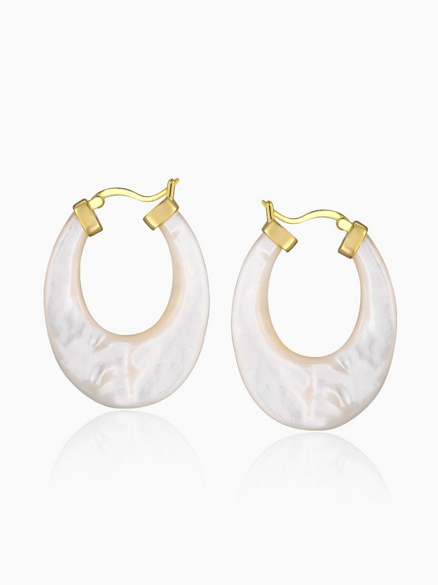 925 Silver Mother of Pearl Hoop Earrings