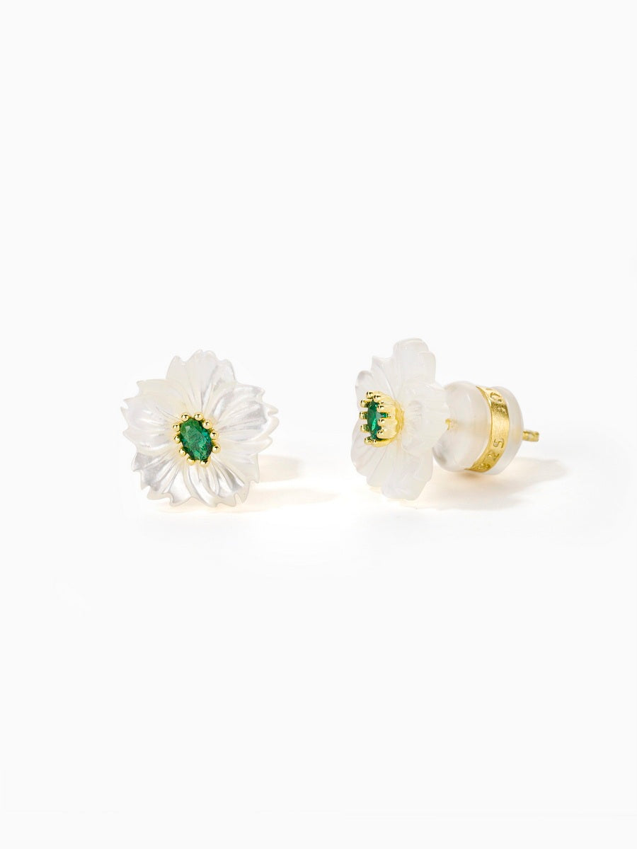 925 Silver MOP Flower with CZ Studs