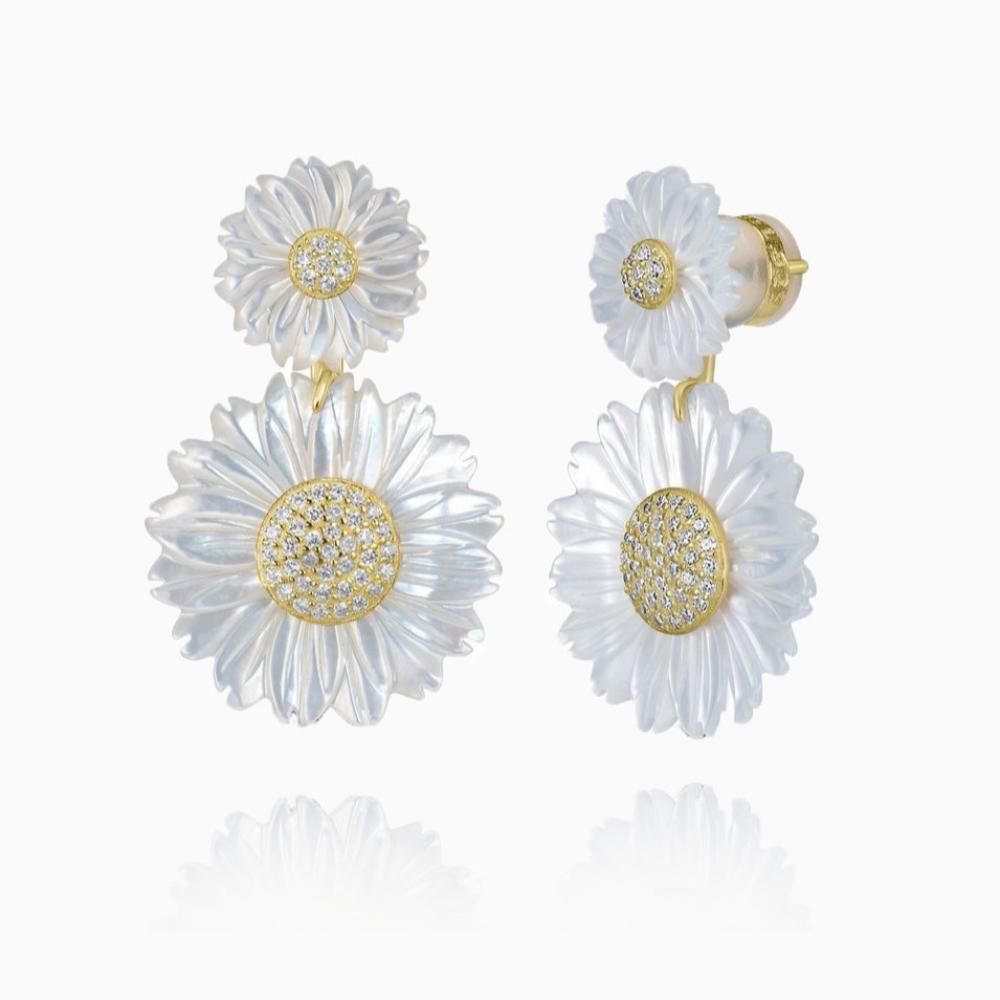 925 Sterling Silver MOP with CZ Earrings