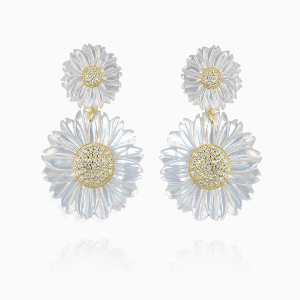 925 Sterling Silver MOP with CZ Earrings