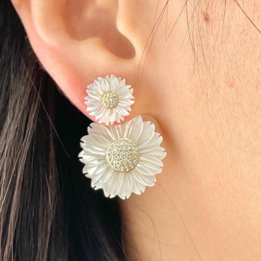 925 Sterling Silver MOP with CZ Earrings