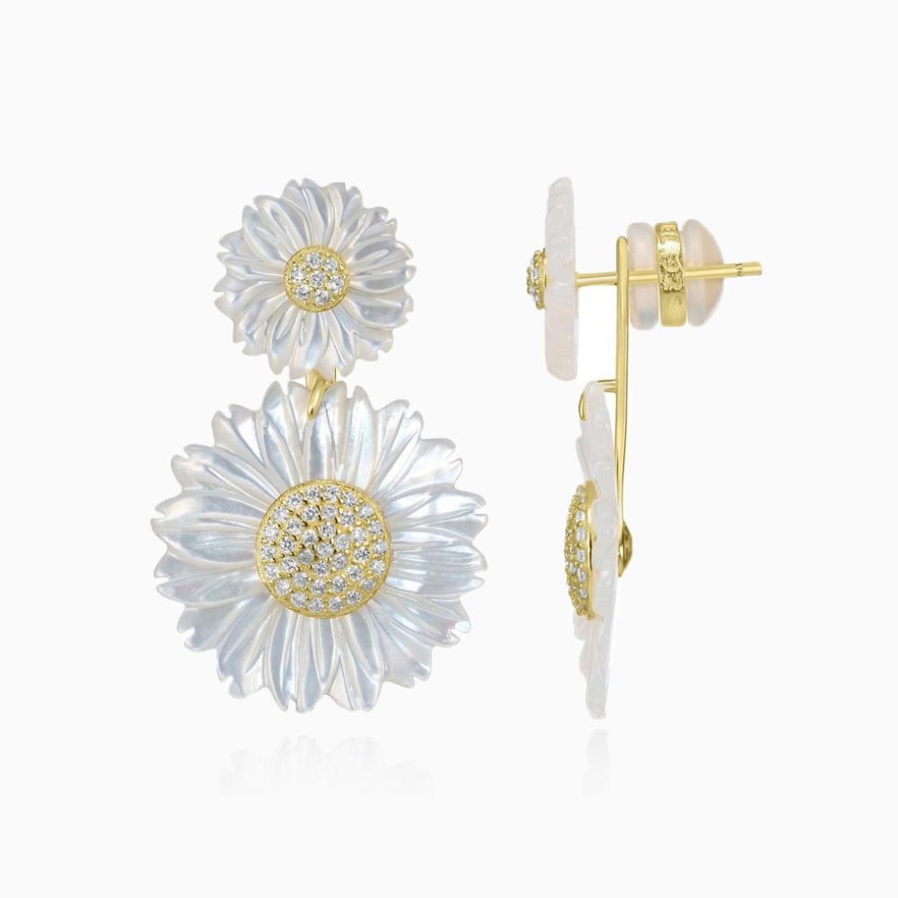 925 Sterling Silver MOP with CZ Earrings