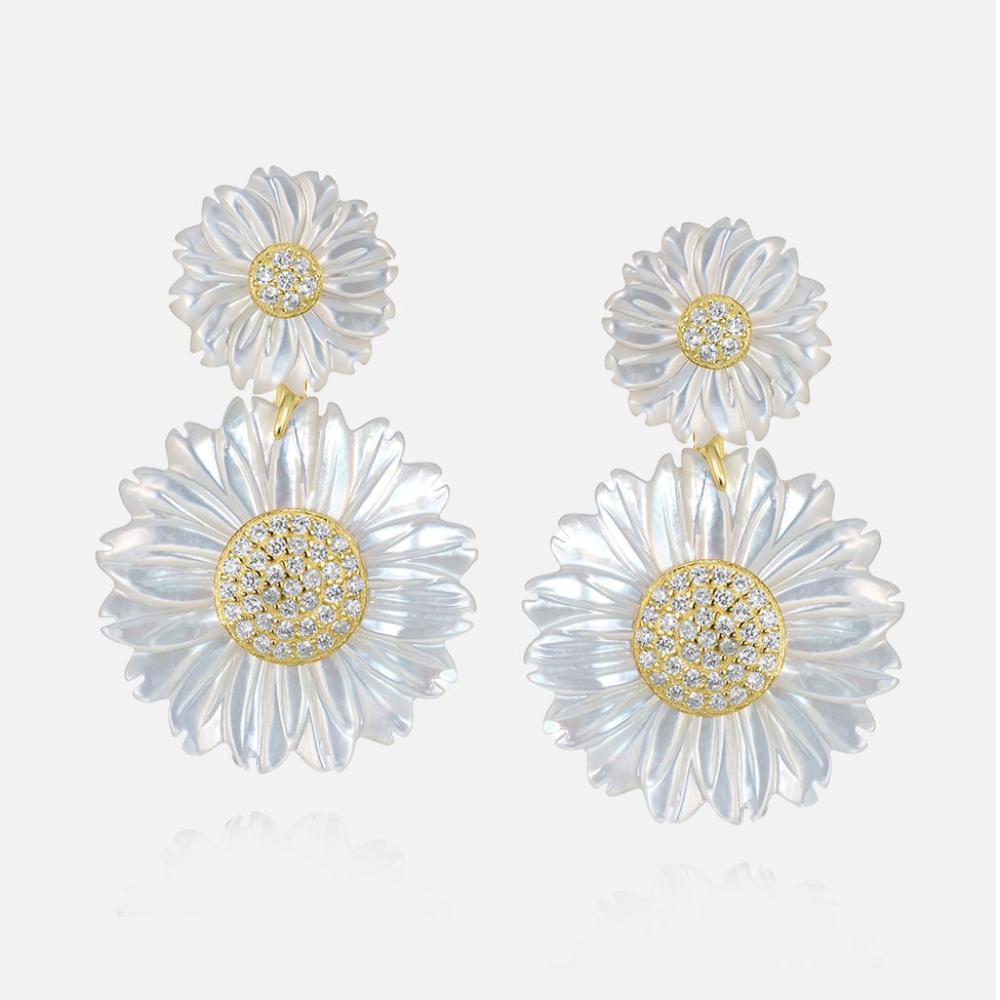 925 Sterling Silver MOP with CZ Earrings